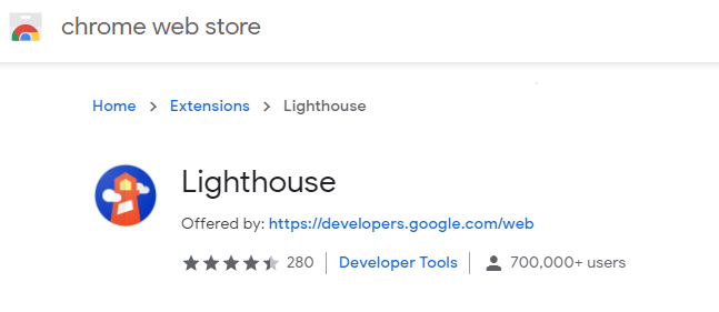 Google Lighthouse extension